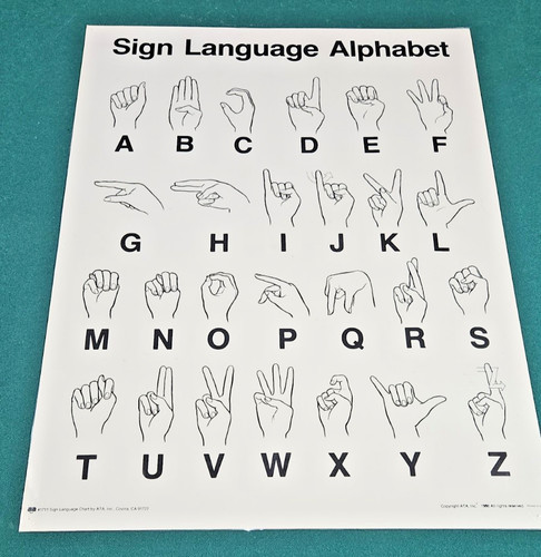 VTG 1986 American Sign Language Alphabet ASL Classroom Hearing Impaired ATA