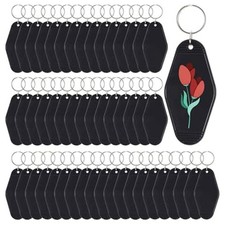 1X(50pcs Blank Motel Keychain Bulk with Key Rings, White Vintage Hotel3006