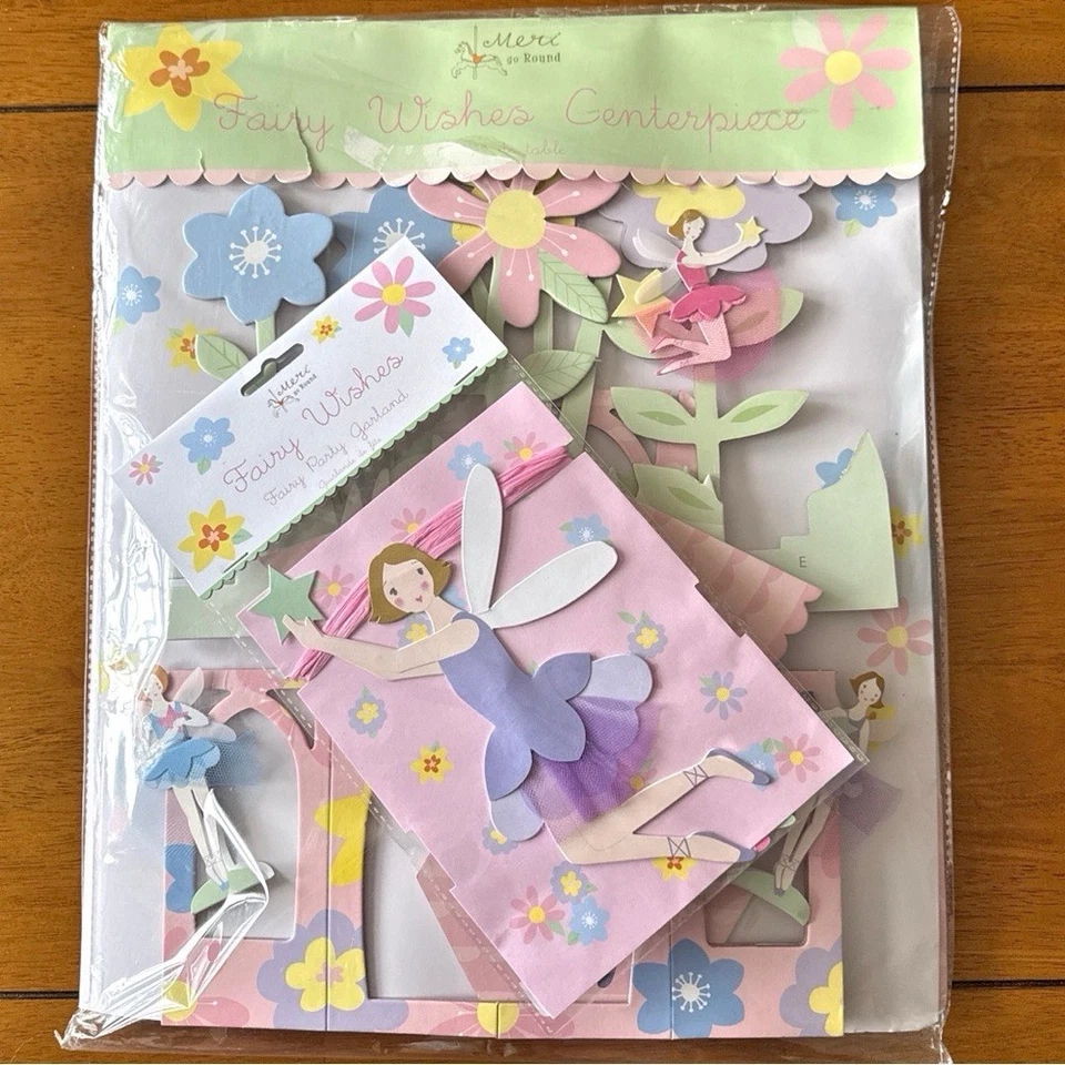 Meri Meri Fairy Wishes Cardboard Centerpiece and 10 Foot Garland Party Decor - Image 2 of 4