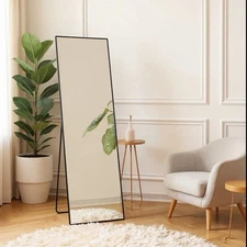 59"x16" Full Rectangle Length Mirror – Black Frame Free-standing, wall-mounted