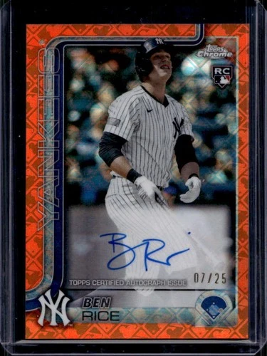 2025 Topps Chrome LogoFractor Ben Rice Rookie Auto RC Orange Refractor #/25