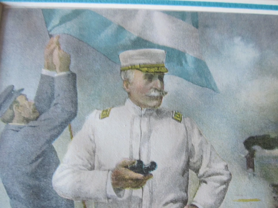 Antiguo Almirante George Dewey Marina de los Estados Unidos Litografía Héroe de la Batalla de Manila Foto 3 de 4