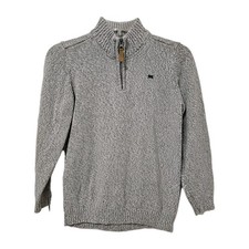 Carter's Quarter-Zip Sweater Boys 14 Mock Neck Tan White Heavy Knit Preppy EUC