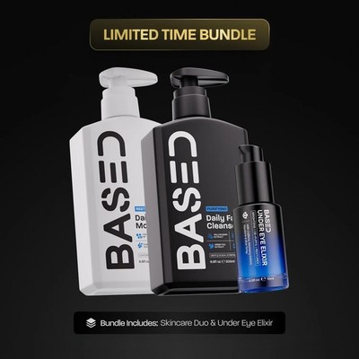 BASED Essential Skin Set: Under Eye Elixir, Cleanser & Moisturizer