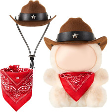 2 Pcs 17cm Doll Cowboy Costume Accessories Mini Western Cowboy Hat with Bandana