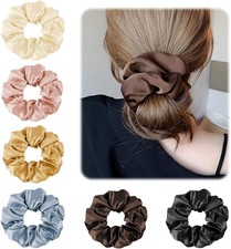 6-Pack Mulberry Silk Scrunchies for Women & Girls - Soft, Non-Damaging Hair Ties