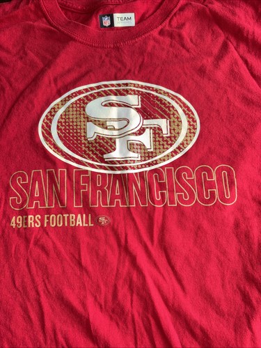 San Francisco 49ers Mens Adult Extra Large Red Gold NFL Football T-Shirt Apparel - Picture 2 of 3