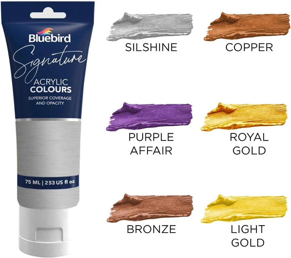 Signature Metallic Acrylic Paint Set, Pearlescent Colors, 6-Pack 2.5 Fl Oz Each, - Image 2 of 4