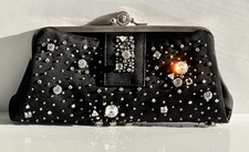 AUTHENTIC VERSACE MEDUSA EMBLEM SWAROVSKI CRYSTALS RHINESTONE CLUTCH BLACK SATIN
