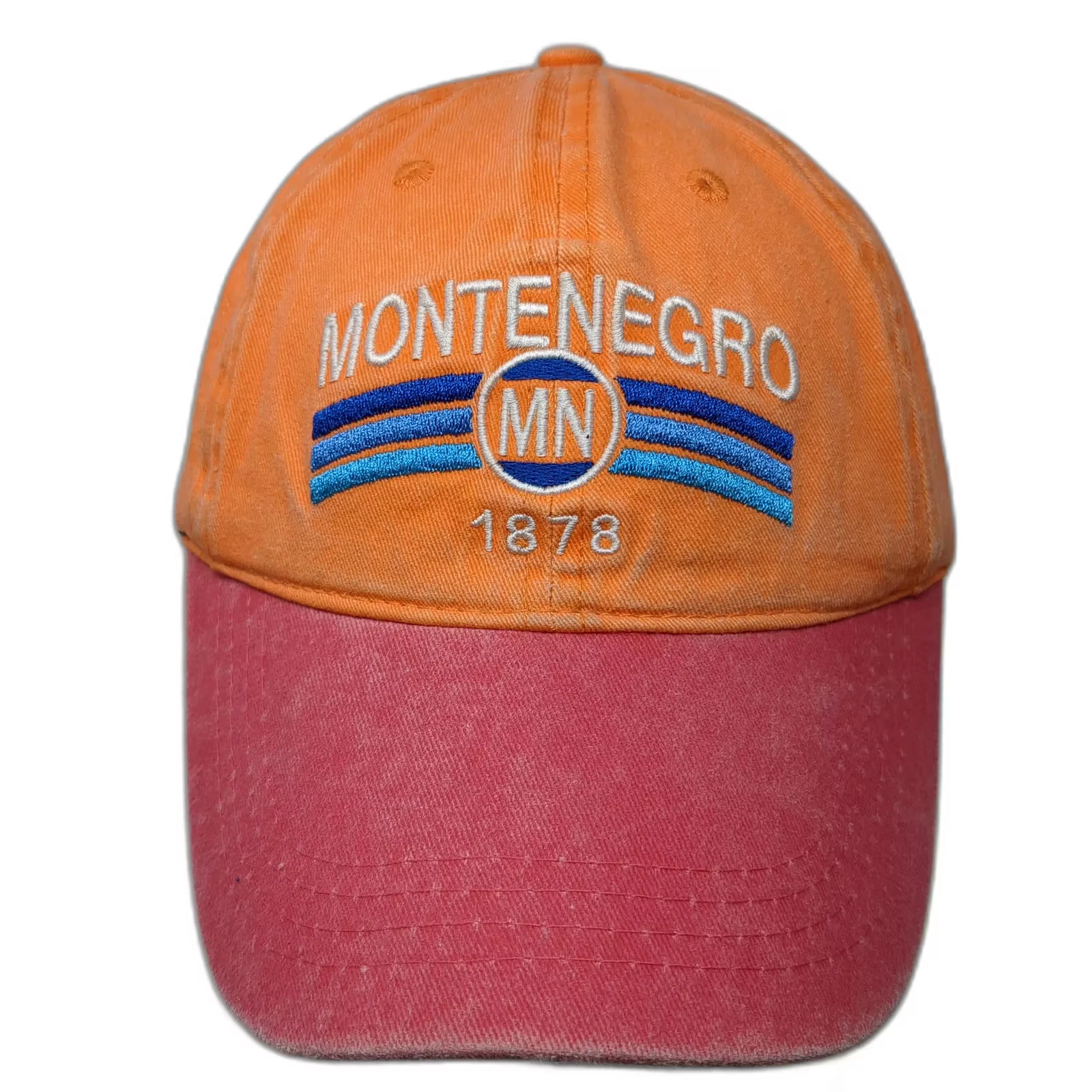 Montenegro 1878 Embroidery Orange Red Baseball Cap Hat Strapback OS Adjustable