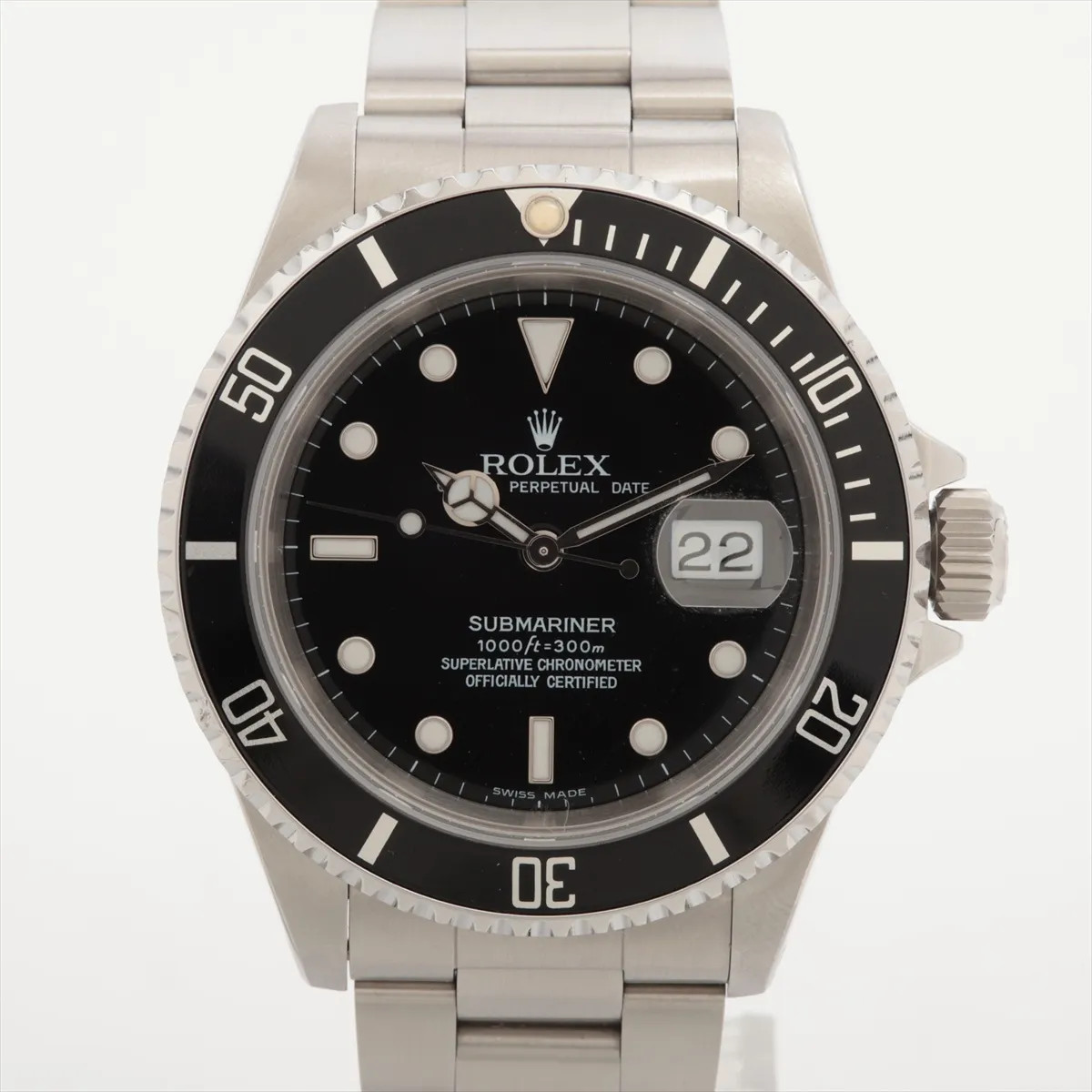 Rolex SUBMARINER DATE 16610 SS SS AT black dial 1 Extra Link