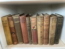Lot of (10) Antique Rare Books shades of Brown Tan Beige Hardcover for Decor