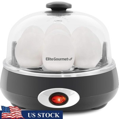 Rapid Egg Cooker Boils 7 Eggs Easy Peel Timer Auto Shut Off Poacher Steamer New