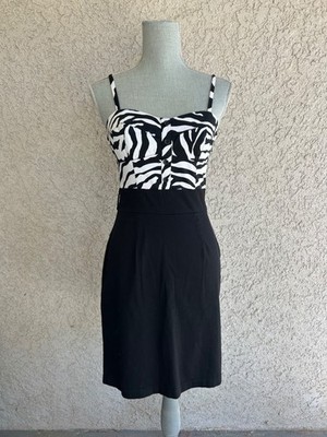 vintage BCX Y2K Zebra Animal Print Mini Bodycon Dress Small