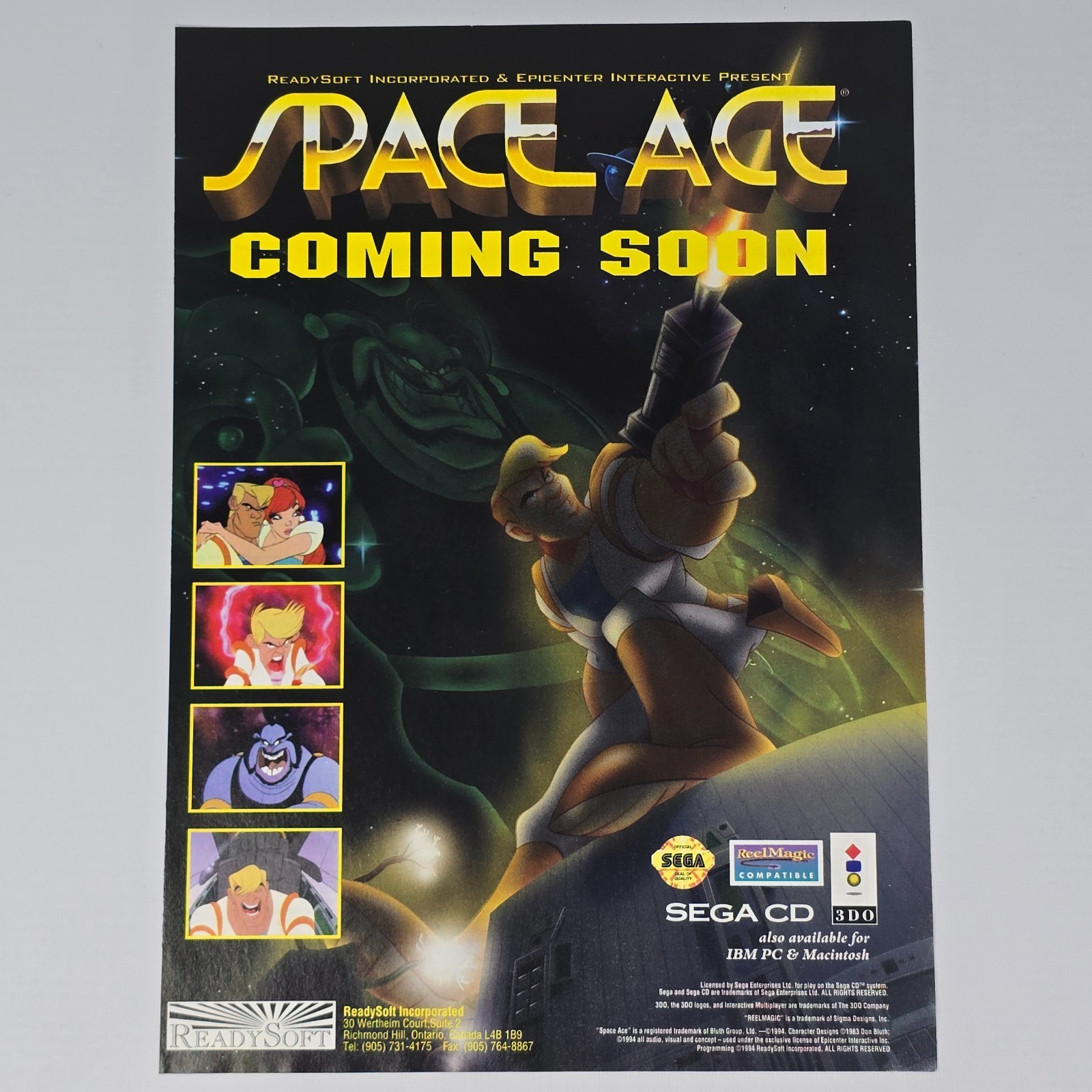 Space Ace Sega CD Panasonic 3DO Coming Soon Print Ad/Poster Promo Art