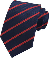 Men's Modern Striped Patterned Formal Ties College One Size Navy Blue Red