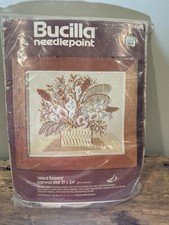 Vintage Bucilla Needlepoint Kit "Dried Flowers  4941 New Sealed 21'X 24"