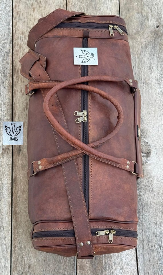 Men’s genuine Leather luggage gym weekend overnight Duffle bag large