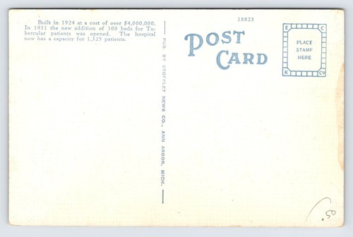 University of Michigan Hospital with New Addition, Ann Arbor Vintage Postcard P3 - Picture 2 of 2