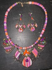 Bohemian Colorful Tribal Jewelry Set Chunky Necklace Dangle Earrings