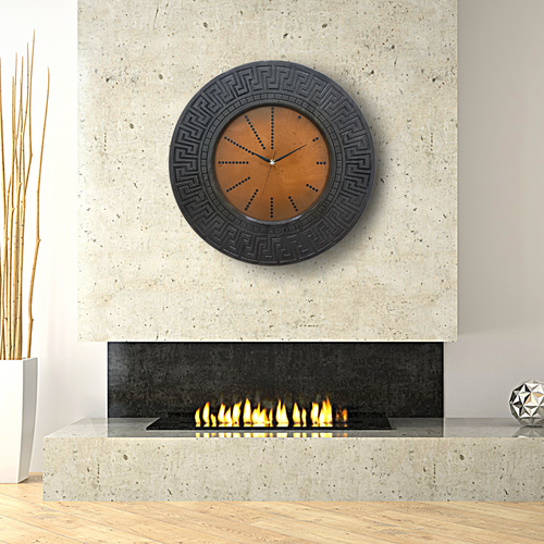 Large Mid Century Modern Rusty Patina Copper&Wood Original Wall Clock Wall Decor - Picture 8 of 21