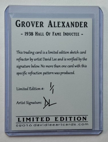 Grover Alexander Limited Artist Signed "1938 Hall Of Fame" Refractor Card 1/1 - 第 2/2 張圖片