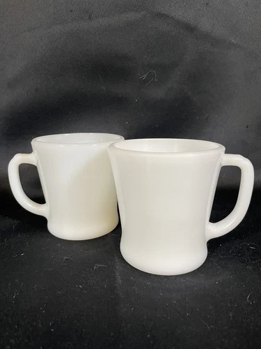 Anchor Hocking Fire King Vintage Milk Glass Coffee Mugs Set of 2