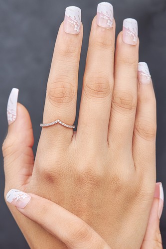Diamond Wedding Band For Women 0.30TCW Salt and Pepper Natural Diamond Stacking - Picture 5 of 11