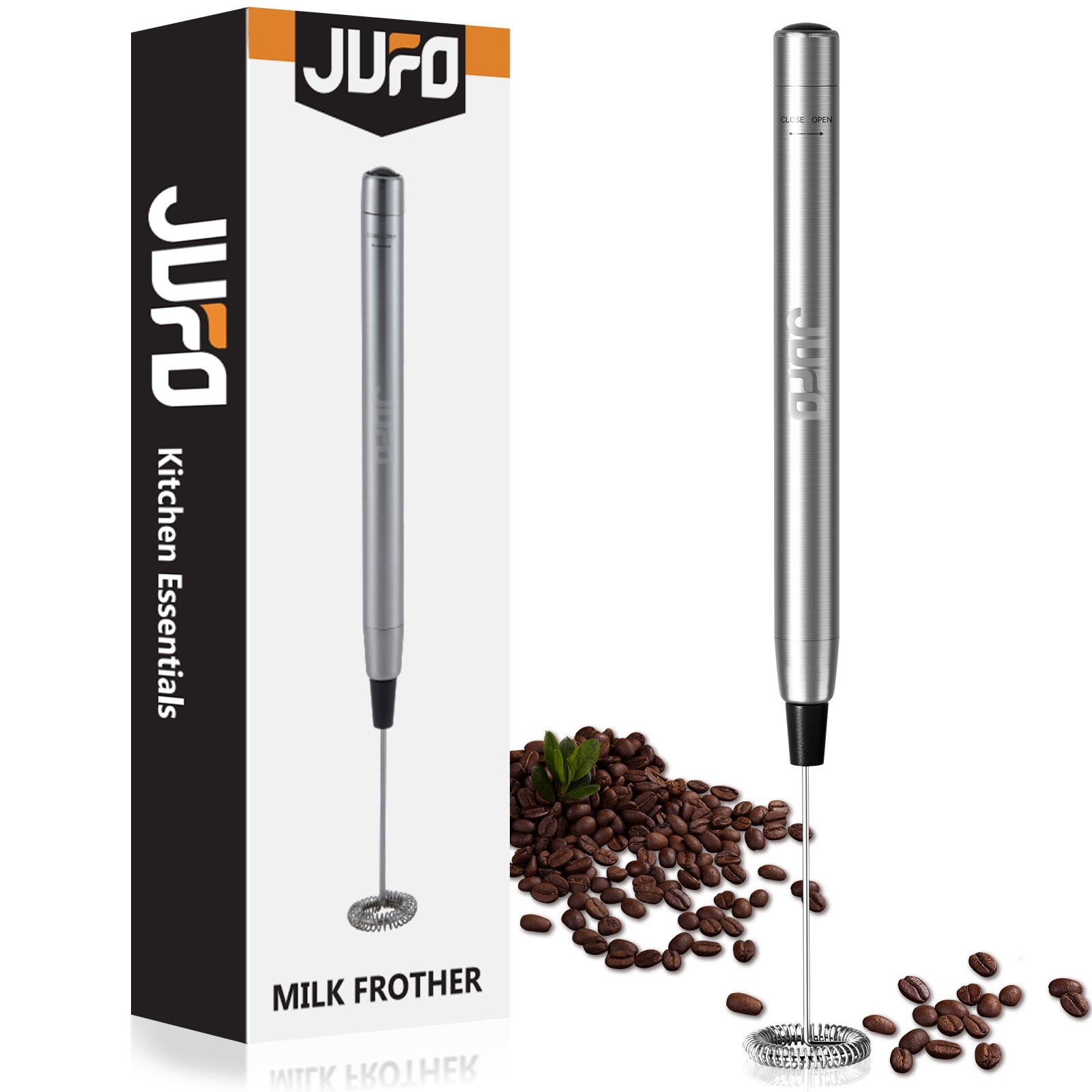 JUFO Milk Frother Electric Handheld Whisk Foam Maker Fully Stainless