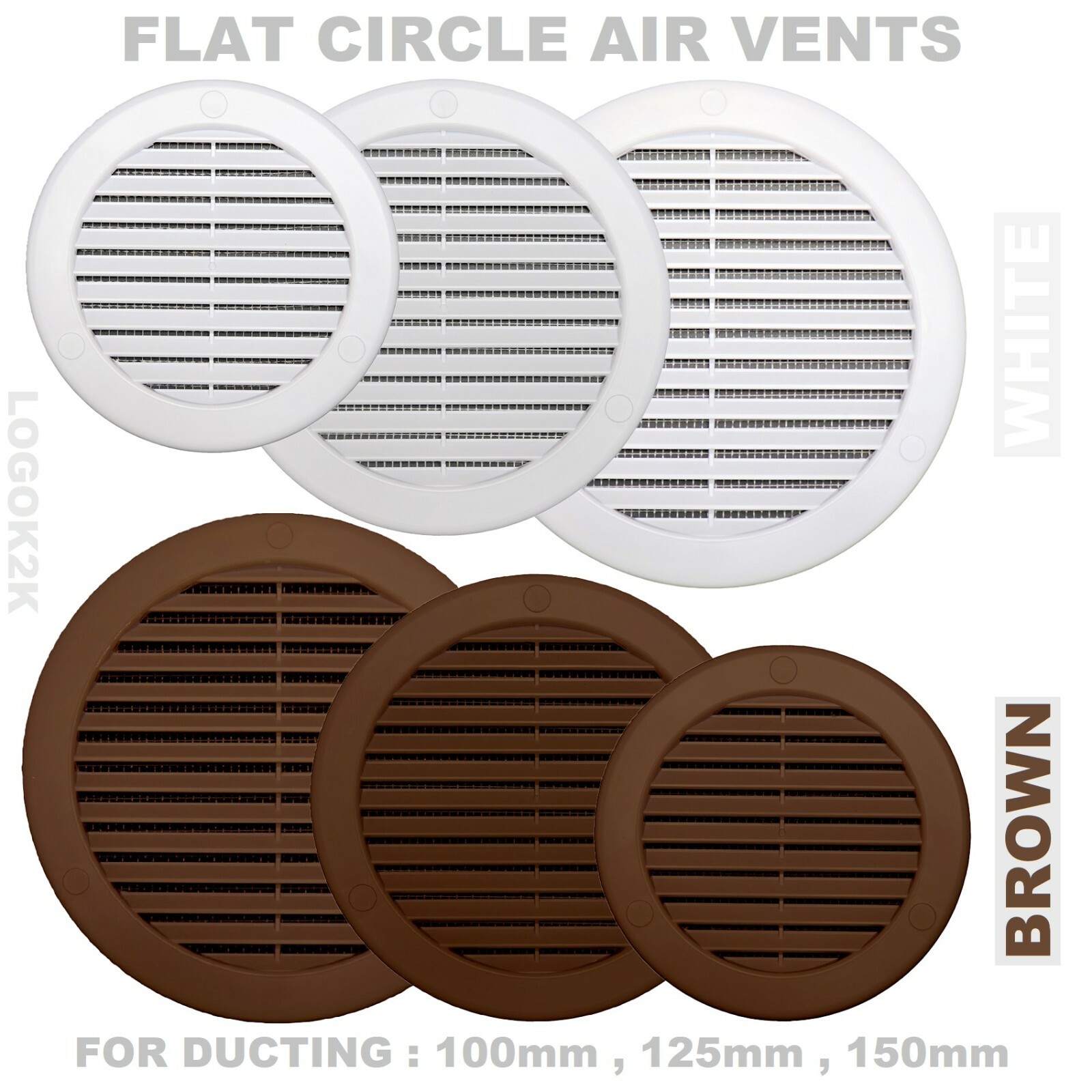 Flat Circle Air Vent Grill Cover Round Ducting Ventilation Ø 100 125 150 4  5 6 | eBay