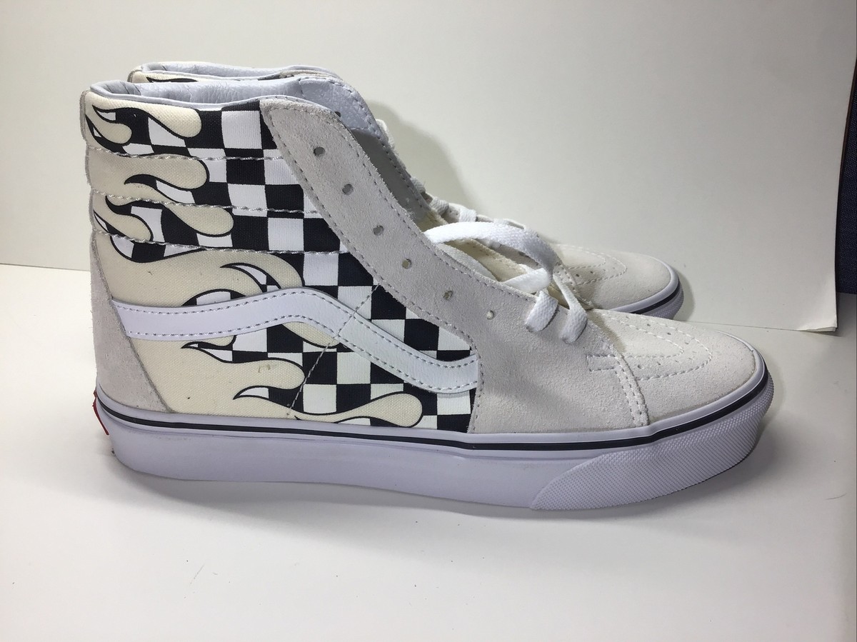 希少品】Vans Sk8-Hi Checkerboard Flame White VANS Sk8-Hi Checker Flame Classic White Checkerboard Men's