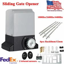 Electric Sliding Gate Opener, AC Motor Automatic Gate 2 Remotes and 4m Rack US