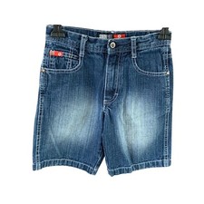 South Pole Boys Size 6 Vintage Red Tab Shorts Long Jean Denim Blue