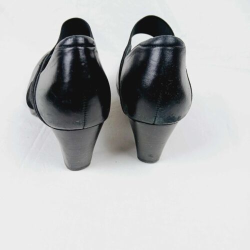 Black Kumfs Elastic Strap Pumps Women's Leather Mid Heel Shoes Size 39.5 As New - Picture 5 of 11