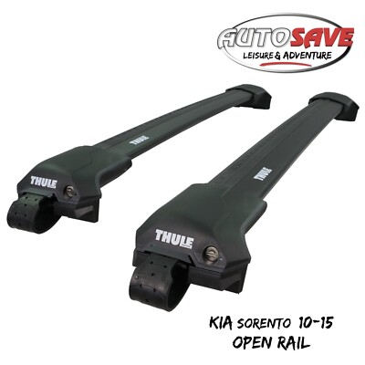 Thule WingBar Edge Black Roof Bars Kia Sorento 10-15 Open Rails Aluminium Aero