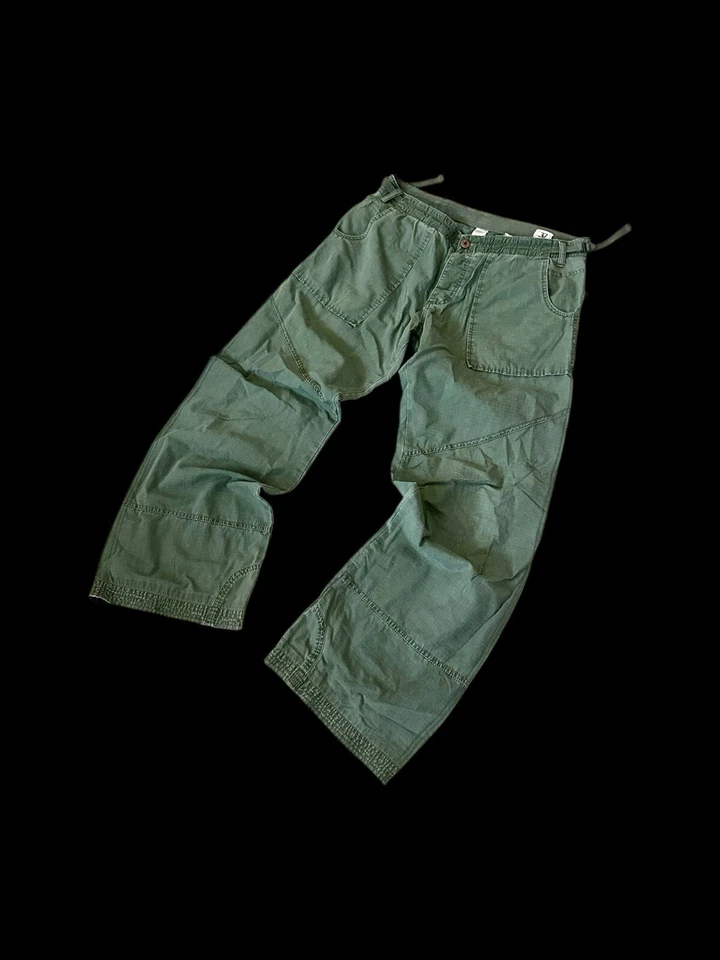 Pantalones Y2K Chip N Pepper Mujer Verde Militar Pierna Ancha Talla 32x30 Diseñador Años 90’s Foto 2 de 4