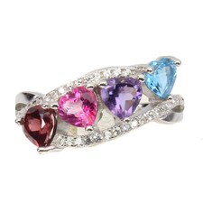 925 Sterling Silver Ring Heart Swiss Blue Topaz Natural Gemstone Jewelry 8