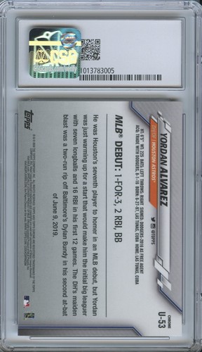2020 Topps Chrome Update Yordan Alvarez #U-53 Rookie RC CSG 8.5 - Picture 2 of 2