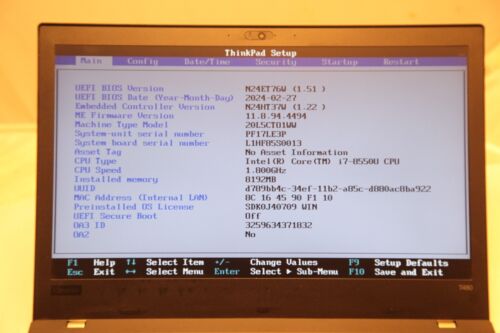 Lenovo Thinkpad T480 Quad Core i7-8550U 8GB RAM 256GB SSD Windows 11Pro - Picture 10 of 14