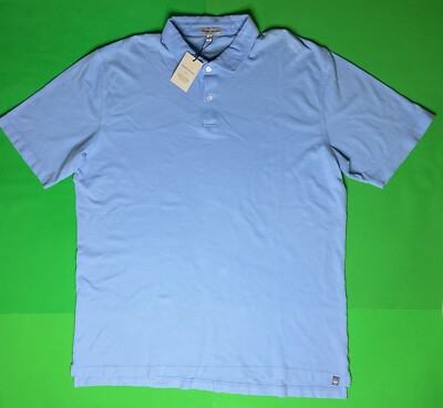New PETER MILLAR Mens X-LARGE Crown Performance Jersey Polo T-Shirt Light Blue