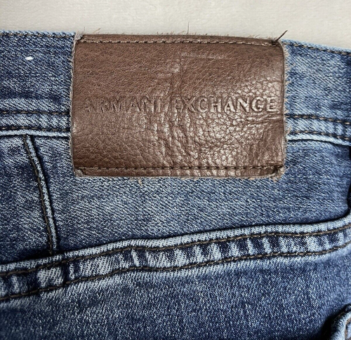 ARMANI EXCHANGE Men's Jeans 32 Blue Wash Slim Fit Destroyed Patchwork - Picture 3 of 17