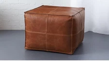 Leather Pouffe Moroccan Ottoman Footstool Aamazing New Unstuffed Genuine 20''