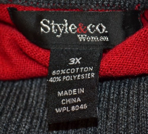 STYLE & CO. WOMAN Gray Red Charcoal Turtleneck Sweater 3X Long Sleeves - Picture 7 of 7