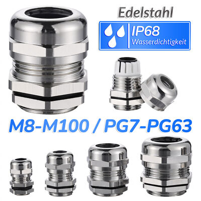 Kabelverschraubung PG7-PG63 Metrisch Verschraubung M10-M100 Edelstahl IP68