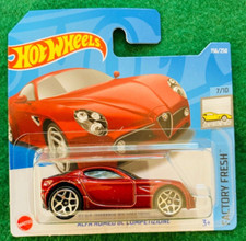 HOT WHEELS ALFA ROMEO 8C COMPETIZIONE FACTORY FRESH 7/10 MINT SHORT CARD