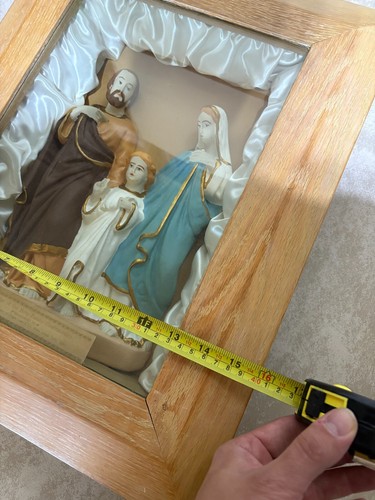 Antique 1892 Home Alter of The Holy Famly Contraternity Shadow Box Wall Hanging - Picture 6 of 6
