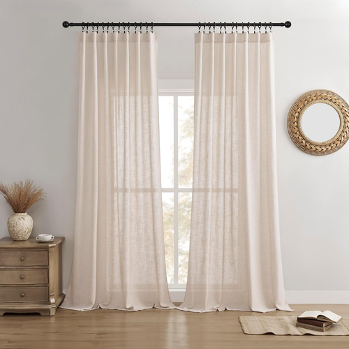 Linen Curtains for Living Room,Semi Sheer Drapes Window Long Curtains 72 Inches - Picture 11 of 12