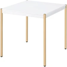 Bowery Hill Contemporary End Table in White & Gold Finish