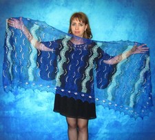 Knitted goat fluff scarf Orenburger scarf shawl scarf with embroidery handmade