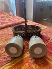 Vintage Ceramic Salt and Pepper Shakers - Alpine Boy & Girl - Wicker Basket — photo 4
